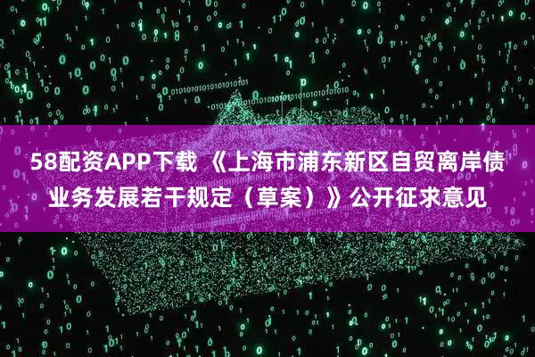 58配资APP下载 《上海市浦东新区自贸离岸债业务发展若干规定（草案）》公开征求意见