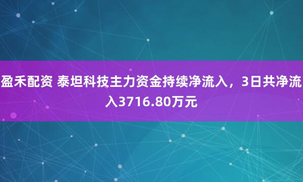 盈禾配资 泰坦科技主力资金持续净流入，3日共净流入3716.80万元